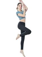 Tops cortos cruzados para mujer, camisa deportiva de manga corta para Yoga, color azul - details 1