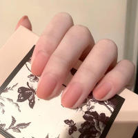 Juego de uñas postizas color rosa melocotón, 24 piezas con adhesivo, ideal para mujeres y niñas - details 1