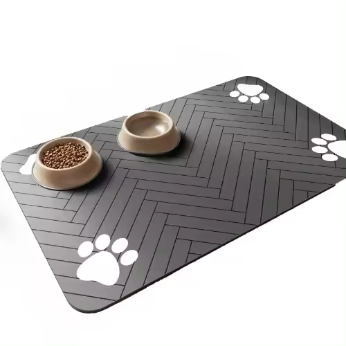 Alfombrilla absorbente para mascotas con sujeción a base de goma impermeable para alimentos y bebidas para perros y gatos. - 1
