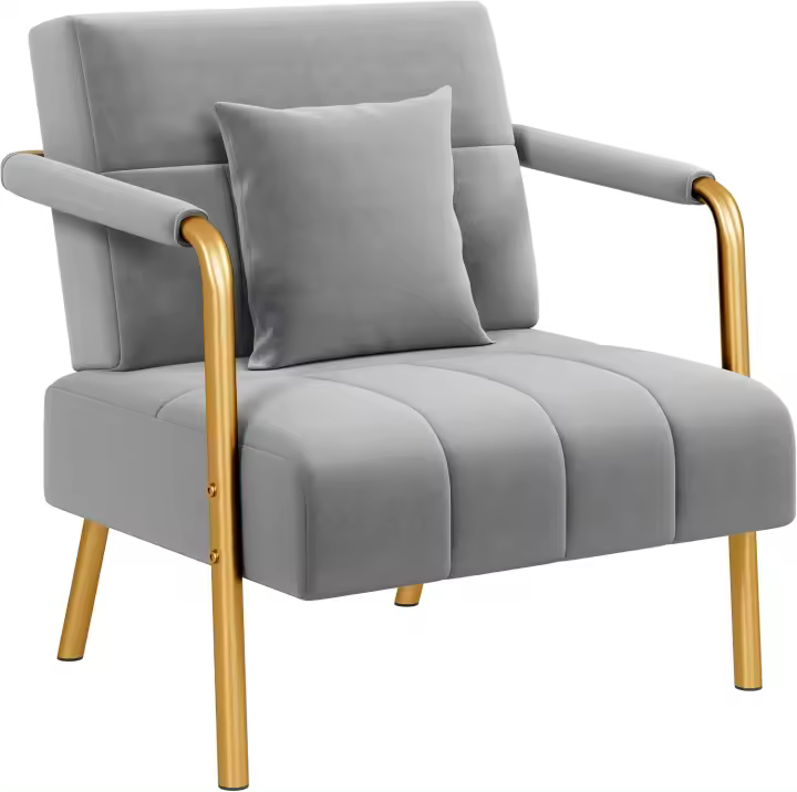 Sofá Moderno de Terciopelo Diseño de Dos Plazas con Almohadillas y Patas de Metal - 1