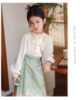 Nuevo conjunto de cara de caballo para niñas del 1 de junio, Hanfu de estilo chino, disfraz antiguo para niños, estilos de primavera y otoño, media falda para - details 0