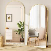 Cuerpo Entero Curvado, Espejos Grandes de Pared con Marco de Aluminio 161 x 52 cm, Espejo de Pie Inclinado o Colgante para Salón, Dormitorio, Entrada, Negro - details 14