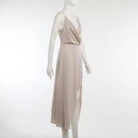 Vestido verde para mujer con cinturón, lazo en la espalda y abertura hueca. - details 5