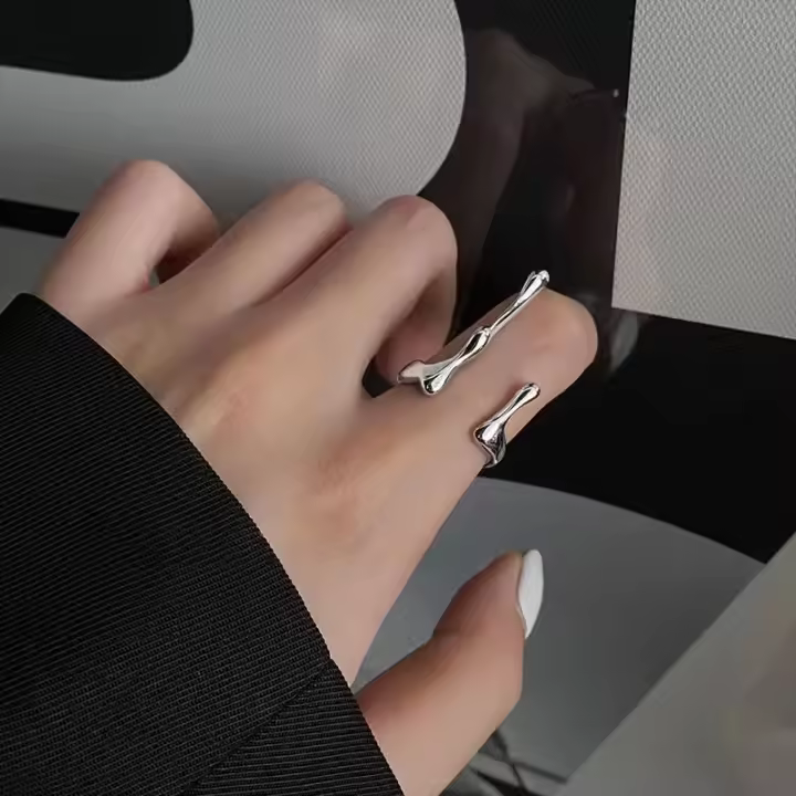 Anillo de lava líquida irregular para hombres y mujeres, anillo dividido portátil, gótico, punk, - 1