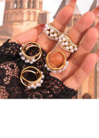 Nueva Bisutería Lujo Circonita Geométrico Anillo Pearl Mujer Elegant Abierto Trabajo Diario Accesorios - details 8