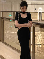 Regalo de cumpleaños ligero vestido estilo Hepburn, vestido de cola de pez negro francés de nicho de lujo ligero de alta gama para mujer - details 1