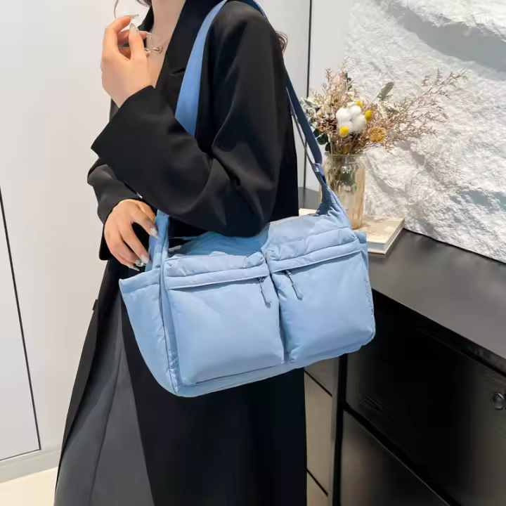 2025 nueva ropa de algodón bolsa de tela de gran capacidad casual versátil hombro mensajero bolsa de mujer ligera chica bolso de hombro - 1