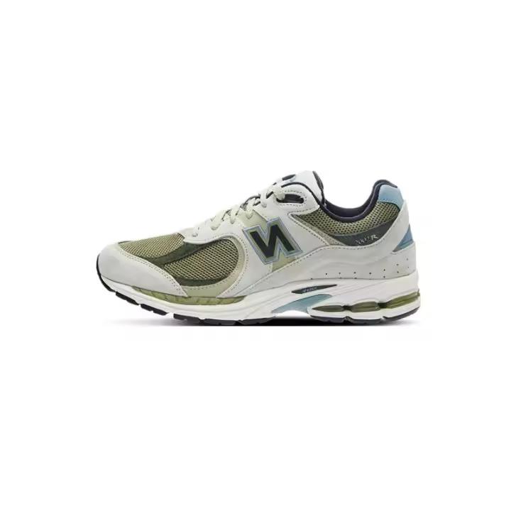 Auténticas zapatillas NB 2002R Beige / Gris Verde Hombre Mujer apliques LETEN - 1