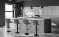 Taburetes Altos de Cocina, Taburete de Bar Regulable en Altura con Respaldo, Taburete Alto Ajustable de Cuero PU, Taburete Cocina Moderna, Marrón, Gris Oscuro, Negro - details 9
