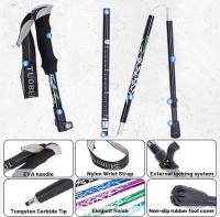 Bastón de trekking para senderismo y caminatas: mangos ergonómicos de EVA de aluminio livianos, telescópicos, plegables, ultraligeros para senderismo, campamentos, montañismo, mochilerismo y caminatas con protección antichoque - details 1
