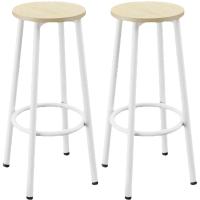 Juego de 2 taburetes de bar, taburete de cocina con reposapiés, estilo industrial, adecuado para cocina, restaurante, sala de fiestas 30×30×64CM color natural - details 0