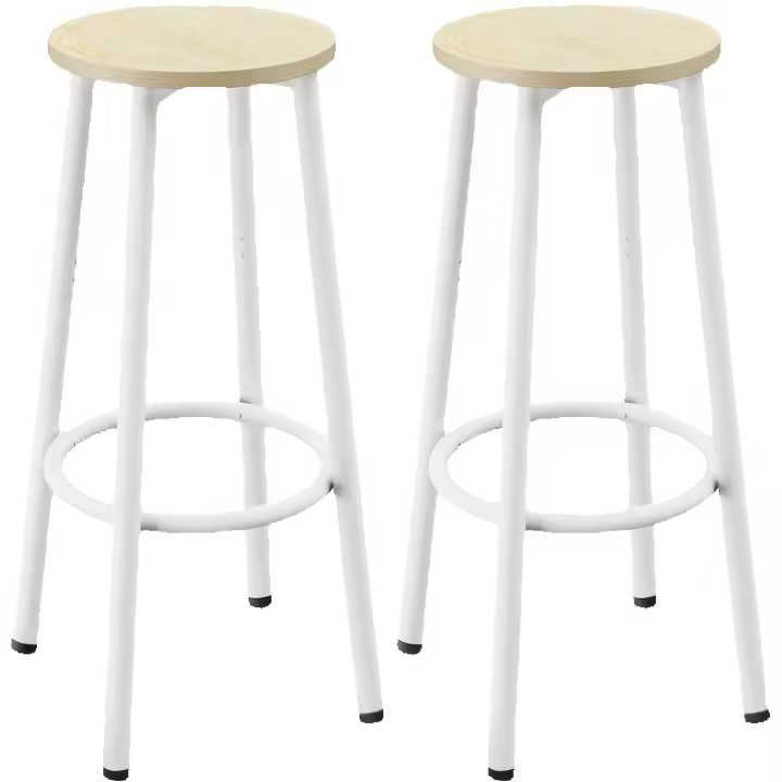 Juego de 2 taburetes de bar, taburete de cocina con reposapiés, estilo industrial, adecuado para cocina, restaurante, sala de fiestas 30×30×64CM color natural - 1