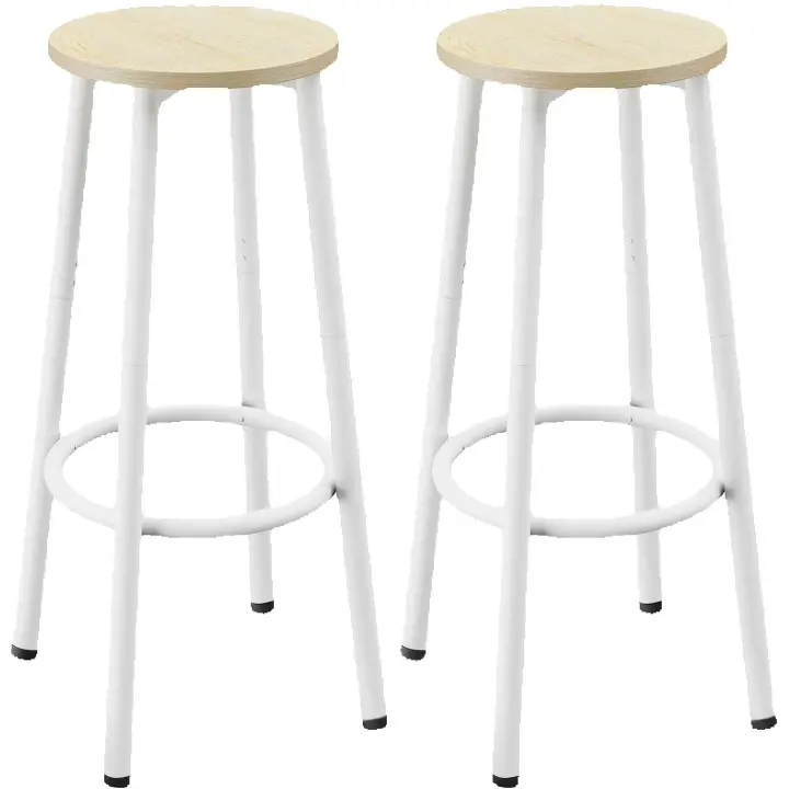 Juego de 2 taburetes de bar, taburete de cocina con reposapiés, estilo industrial, adecuado para cocina, restaurante, sala de fiestas 30×30×64CM color natural - 1