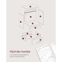 Mesa de Noche de Juego de 2 Diseño de Cajón Abierto Ideal para Dormitorio, Sala de Estar - details 10