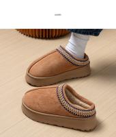 Pantuflas De Algodón Para El Hogar Para Parejas Invierno Con Suela Gruesa Y Color Sólido Cálidas Pantuflas De Algodón Con Terciopelo Antideslizantes - details 3