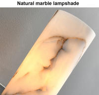 Lámpara de pared de mármol Natural de lujo para decoración del hogar, candelabro de 15,7 "para mesita de noche, sala de estar, dormitorio, pasillo, accesorios de iluminación, E27 - details 4
