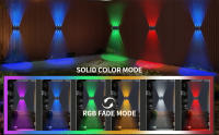 Lámpara de Pared Solar RGB de 4/6/8 LED de RXUNS Luz Moderna Impermeable para Exteriores con 2 Modos de Jardín Luz de Patio Garaje Puerta con Bombilla LED y Plástico ABS - details 8