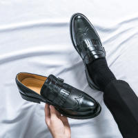 Zapatos formales de negocios para hombres, borla de empalme de un solo botón, Retro, moda juvenil, diario, oficina, banquete, novio, boda - details 17