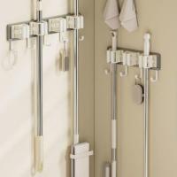 Gancho de pared de plástico con diseño de clip, ahorrador de espacio, práctico organizador multiusos para escoba y mopa - details 10
