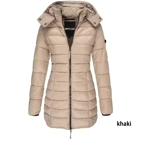 Abrigo largo recto para mujer, Parka ajustada de plumón, chaquetas informales elegantes con capucha, abrigos de nieve, prendas de vestir de moda, Invierno - 1