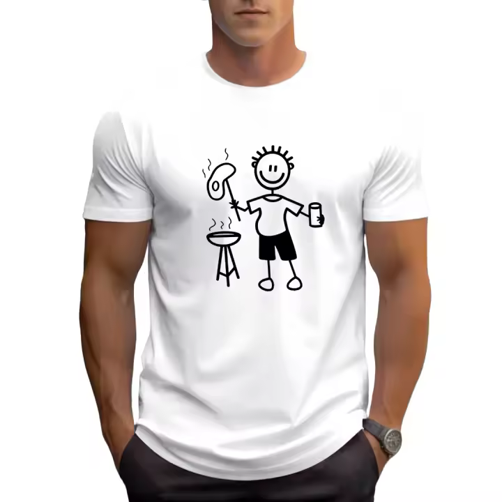 Camiseta Hombre Barbacoa Divertida 100% Algodón 210g |   Transpirable y cómoda |   Estilo Verano Casual - 1