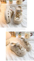 Zapatos con agujeros para niñas, bonitos, aumento de altura, con flores. - details 4