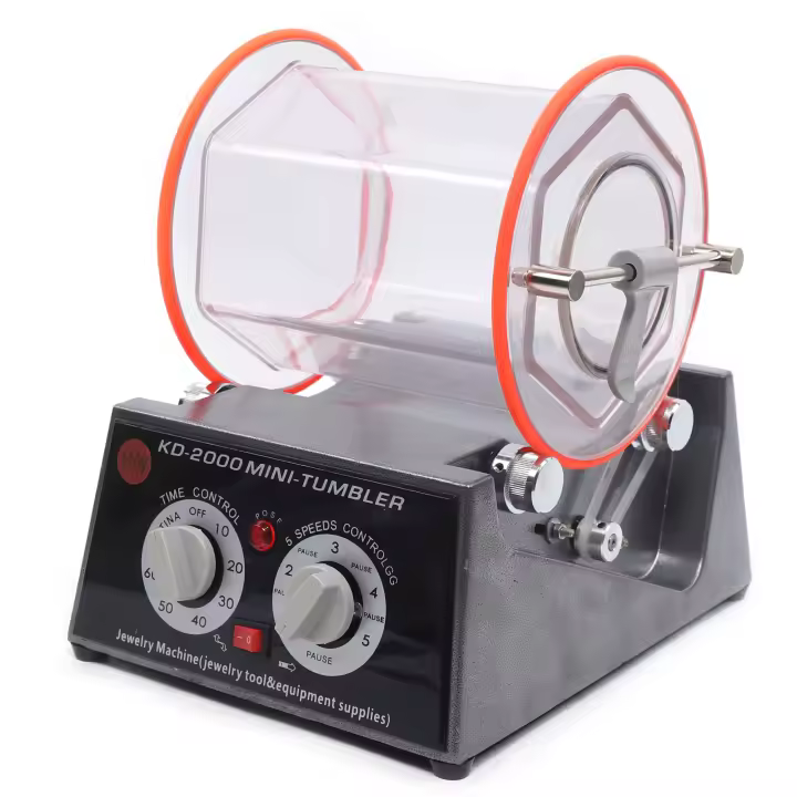 Pulidor de Banco de joyería KT-2000, Kit de máquina pulidora de joyas, 220V, 60W, 1-5 velocidades ajustables, negro, aluminio naranja, cobre - 1