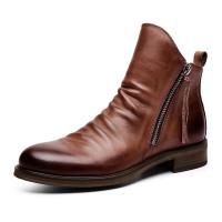 Botas de hombre con suela antideslizante y doble cremallera Botas con borlas Botas de cuero para hombre - details 1