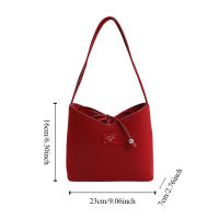 Bolso de cubo con lazo coreano para mujer, bolso de ocio Y2k con lazo para axila, bolso de hombro dulce de cuero Pu - details 0