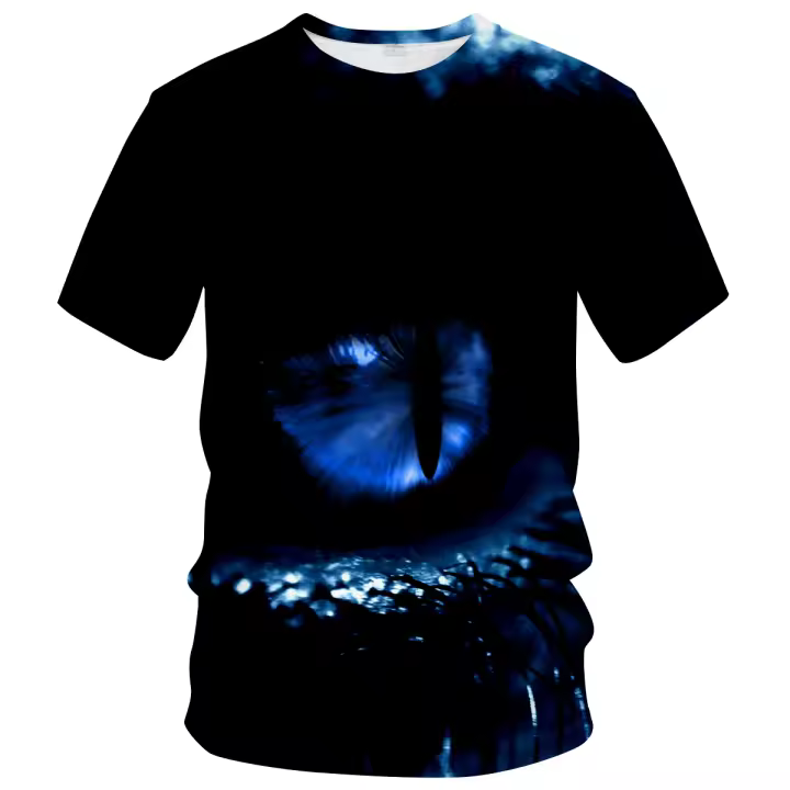 Hombres de verano 3D ojos arte patrón impreso camiseta casual - 1