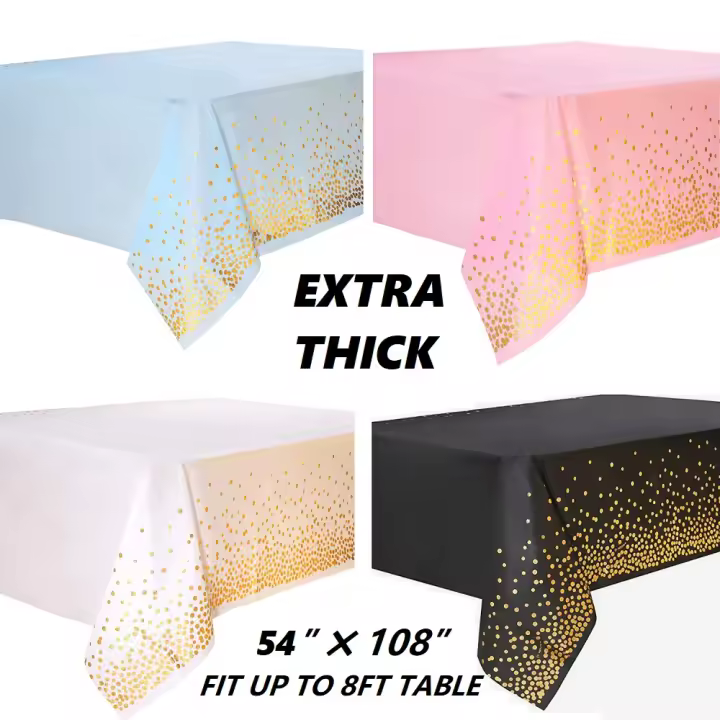 Mantel desechable Extra grueso para fiesta, cubierta de mesa Rectangular de plástico PEVA, vajilla para boda, fiesta de cumpleaños y evento - 1