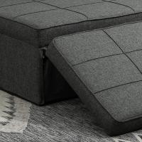 Sofá cama 3 en 1 individual tapizado en lino, sillón reclinable en 5 posiciones, silla de dormir convertible, reposapiés con reposacabezas para salón, carga 200 kg, 95x189x43 cm, gris - details 7
