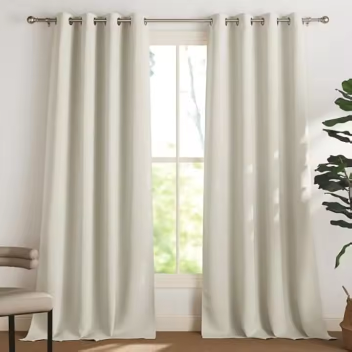 Cortinas de Salón Beige Opacas 2 Piezas 140x240 CM Aislantes de Calor y Frío con Ojales - 1
