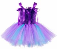 Vestido de sirena para niñas, vestido de fiesta de princesa de Halloween, falda tutú de tul de malla arcoíris, escala de pez de lentejuelas tres - details 7
