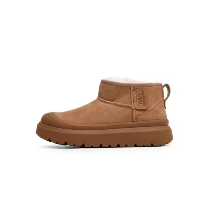 Botas de nieve de suela gruesa de un pie impermeables y antideslizantes cálidas integradas de piel. - 1