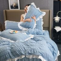 2PCS Household Candy Color Ruffle Pillow Case Soft Nordic Style Princess Pillowcase Decorative Washable Pillow Towel Bedroom - details 12