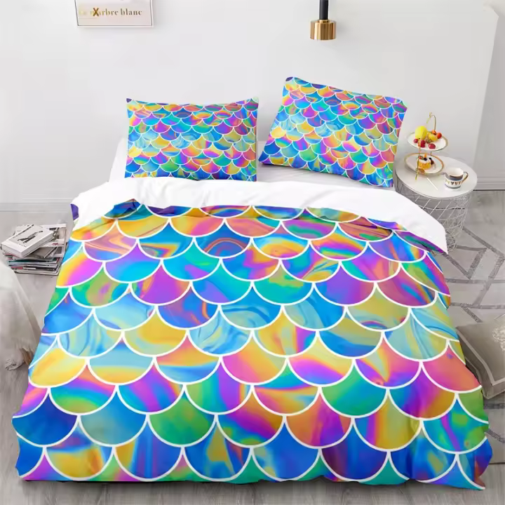 Juego de Ropa de Cama de Pescado Colorido Twin King para Niños y Niñas - 1
