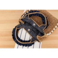 Nuevo estilo, banda de encaje de perlas japonesas, bolsa tejida de cuerda de papel hecha a mano, bolso de verano para mujer, bolsa de vacaciones tejida de cuerda de papel - details 8