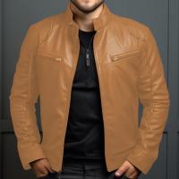 Chaqueta de Cuero de Motocicleta para Hombres en Primavera-Verano Cuello Alto, Estilo Punk, Ligero - details 3