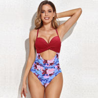 Traje de Baño de Una Pieza de Leopardo Sexy Bra Cruzado Hueco, Color Sólido - details 17