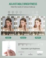 Tocador con Espejo y 10 Luces LED, tocador de Maquillaje con 3 estantes y 4 Compartimentos Abiertos, tocador con cajón Grande y Armario, 3 Luces Ajustables, Blanco - details 11