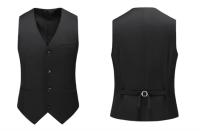 Chaleco de traje Formal de un solo pecho para hombre, talla grande 6XL, Color negro, verde, Color puro, baile de boda, vestido de fiesta Social de negocios - details 16