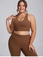 Sujetador deportivo curvo de yoga grande para mujer, body de gimnasio, trío súper elástico, conjunto de ropa deportiva, Oufit, 3XL - details 0