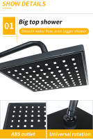 Traje de ducha de baño negro, sistema de ducha de bañera colgante de pared, traje de ducha presurizada de agua de lluvia, juego - details 12