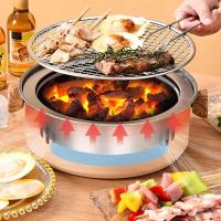 Parrilla de Barbacoa al Aire Libre Multifuncional Cocina de Carbón para el Hogar y Jardín con Parrilla Redonda Antiadherente - details 1