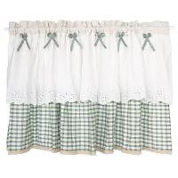 Clochef - Cortinas cortas de lino a cuadros para cocina, con bolsillo y ranura, para ventana pequeña, sala de estar, 1 unidad - details 5