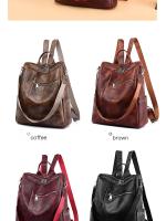 Mochila Vertical de Pu para mujer, bolso cruzado de viaje de gran capacidad, tendencia informal - details 15