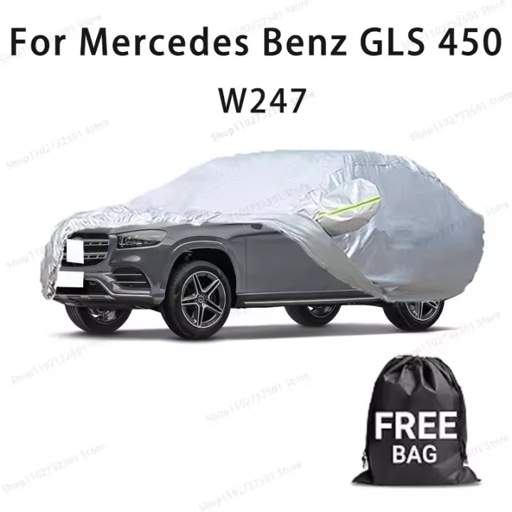 Funda para coche Mercedes Benz GLS 450 W247, cubierta completa impermeable, protección solar, resistente a arañazos, accesorios para coche - Plata - 1
