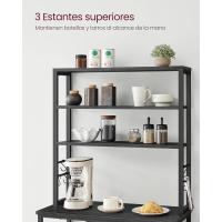 EstanterÍa de Cocina, EstanterÍa de PanaderÍa, 6 Estantes y 6 Ganchos, para Microondas, Marco de Acero, Industrial, 40 x 80 x 167 cm, MarrÓn RÚstico y Negro - details 24