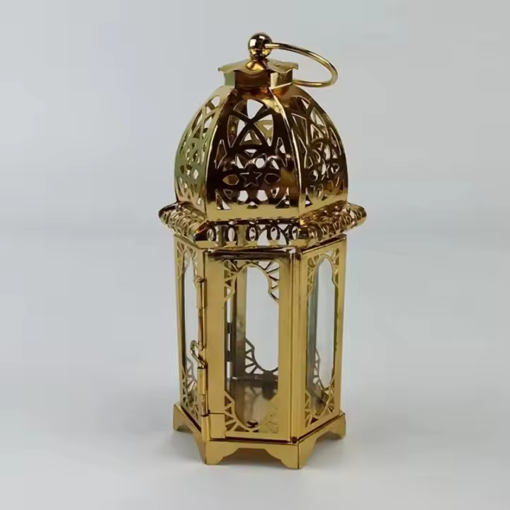 Vintage Encanto Marroquí de Castillo Europeo de Oro Jarrón de Vela Colgante para Boda y Decoración del Hogar - 1